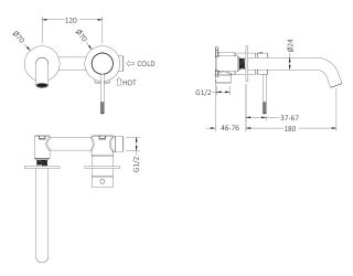 Смеситель встраиваемый для раковины Timo Saona 2372/17SM золото матовое